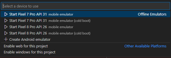 VS Code Device Selection