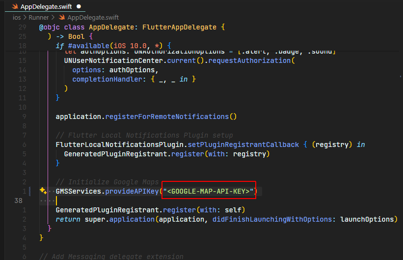Where to add Maps key in iOS