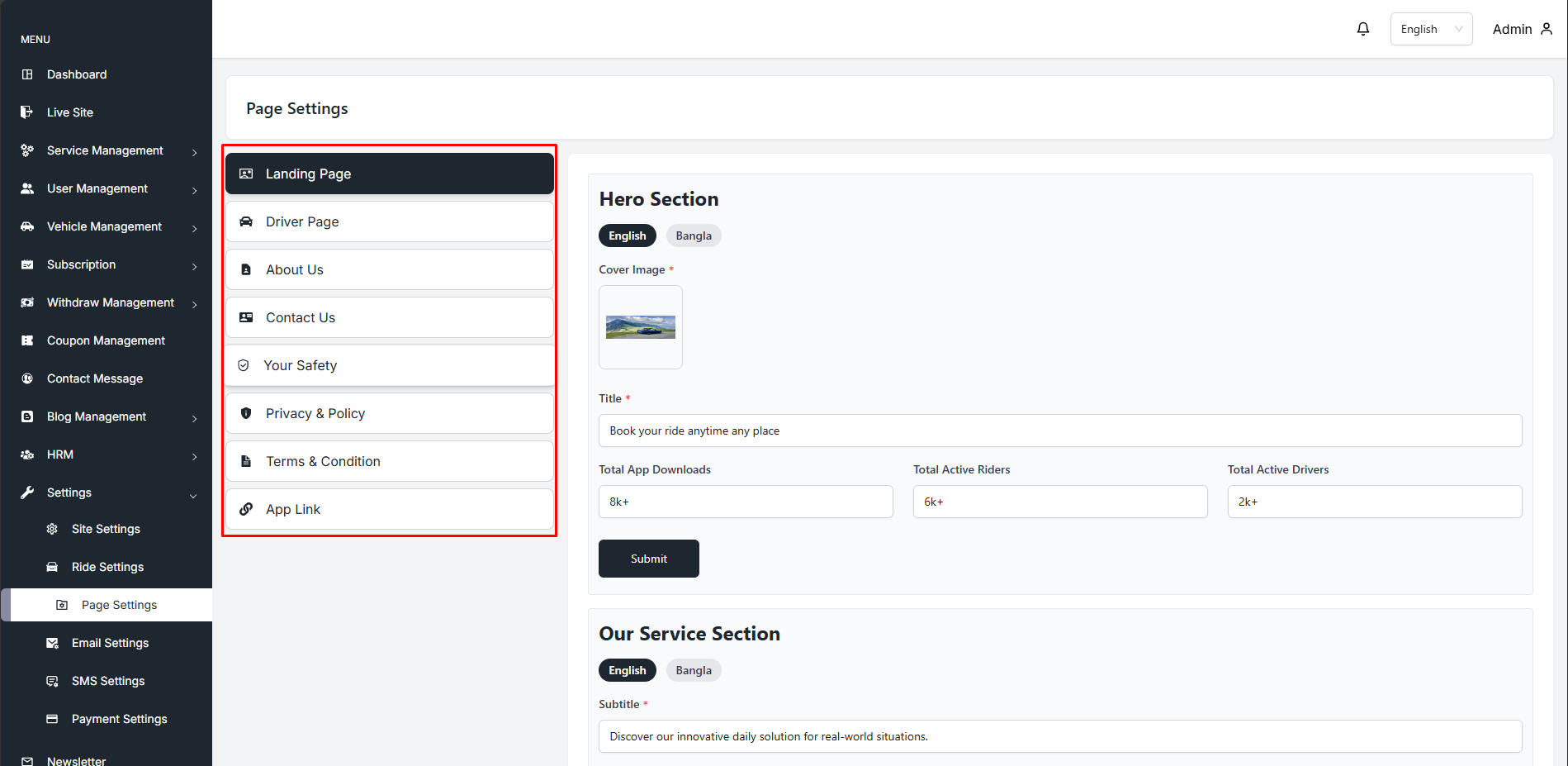 Page Settings